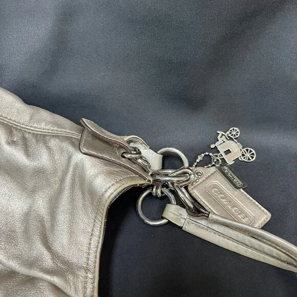 Coach Vintage Silver Soft Leather Satchel Purse Bag with Double Handle - Picture 11 of 12